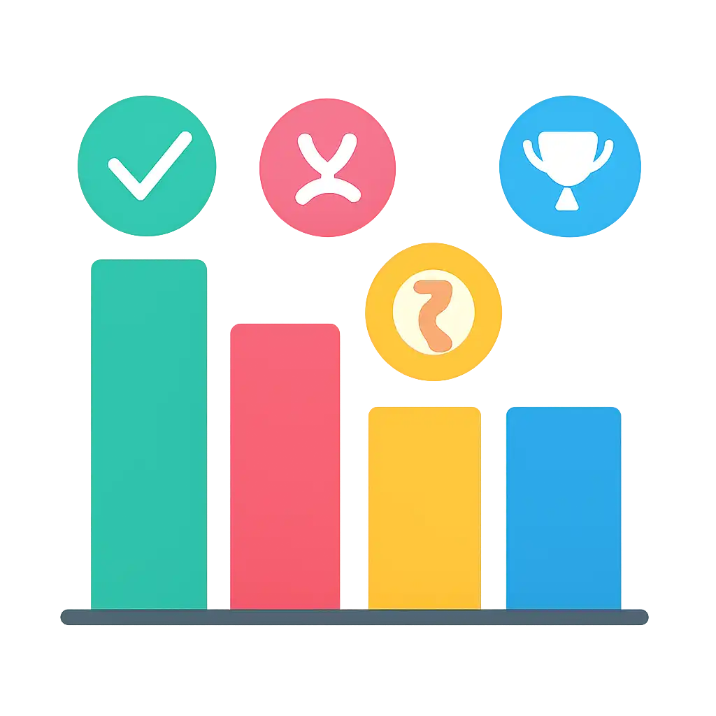 Infographic comparing options using coloured bars and icons only, no text or labels, flat design, Shree Win